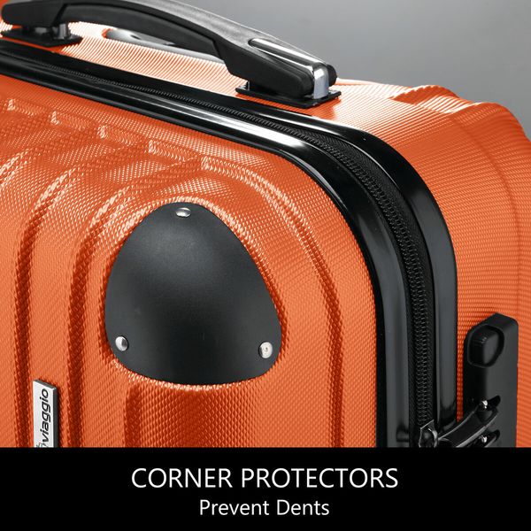 2 Piece Luggage Set Carry On Suitcases Travel Case Cabin Hard Shell Travelling Bags Hand Baggage Lightweight Rolling TSA Lock Orange