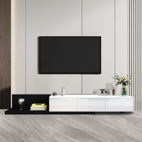 TV Unit Stand Cabinet Extendable Entertainment Console Side Table Centre Storage Living Room Furniture