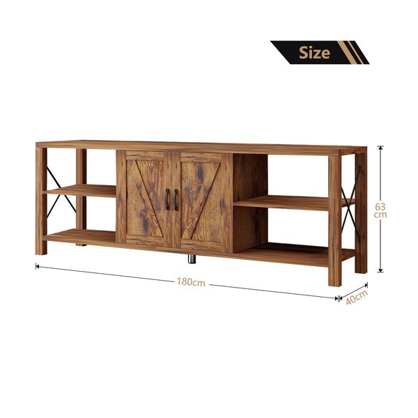 180cm TV Stand Unit Cabinet Wood Entertainment Console Table Storage Centre Furniture Farmhouse Industrial