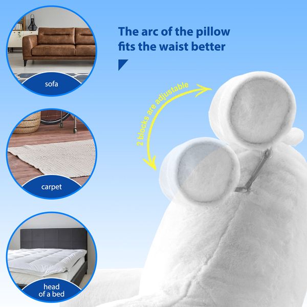 Sit Up Bed Pillow Set Reading Backrest Lounge Neck Support Husband Cushion Armrest Shredded Memory Foam Plush Fabric