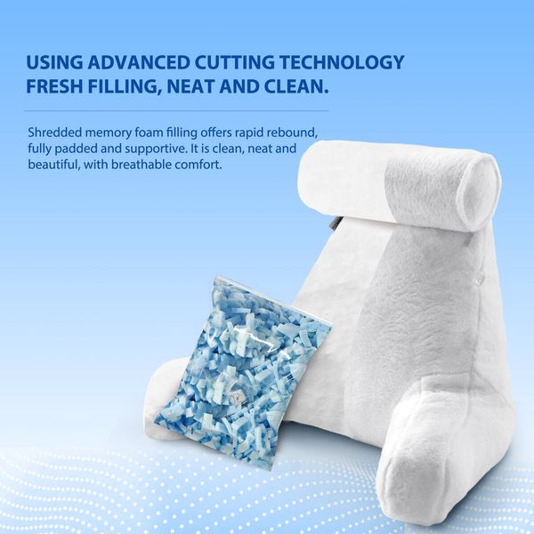 Sit Up Bed Pillow Set Reading Backrest Lounge Neck Support Husband Cushion Armrest Shredded Memory Foam Plush Fabric