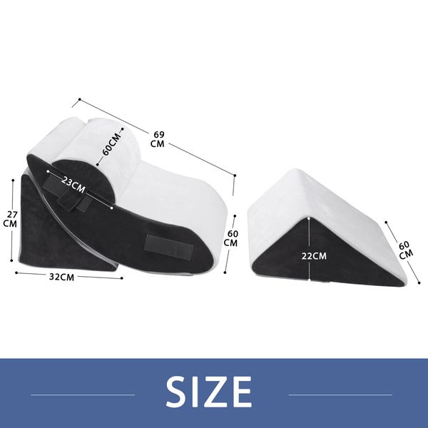 Triangle Wedge Pillow Bed Reading Cushion Set Acid Reflux Memory Foam Neck Pain Back Support Sleeping Velvet Fabric Leg Elevation