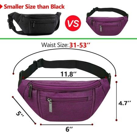 Fanny Pack for Men Women,Crossbody Waist Bag Pack,Belt Bag for Travel Walking Running Hiking Cycling,Easy Carry Any Phone,Wallet (Purple)