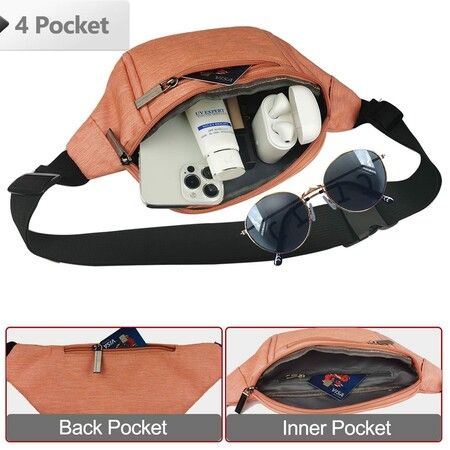 Fanny Pack for Men Women,Crossbody Waist Bag Pack,Belt Bag for Travel Walking Running Hiking Cycling,Easy Carry Any Phone,Wallet (Orange)