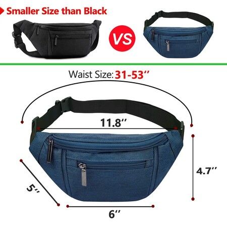 Fanny Pack for Men Women,Crossbody Waist Bag Pack,Belt Bag for Travel Walking Running Hiking Cycling,Easy Carry Any Phone,Wallet (Dark Blue)