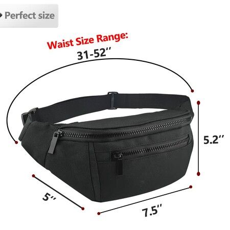 Fanny Pack for Men Women,Crossbody Waist Bag Pack,Belt Bag for Travel Walking Running Hiking Cycling,Easy Carry Any Phone,Wallet (Black)