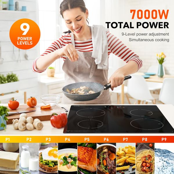 60cm Induction Cooktop Electric Cooker Stove Hob Burner Ceramic Glass Cook Top Hot Plate 4 Zones Touch Control Built In Maxkon