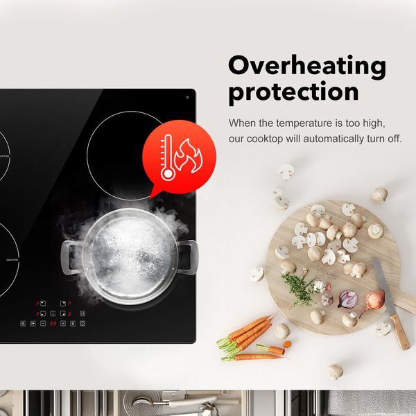 60cm Induction Cooktop Electric Cooker Stove Hob Burner Ceramic Glass Cook Top Hot Plate 4 Zones Touch Control Built In Maxkon