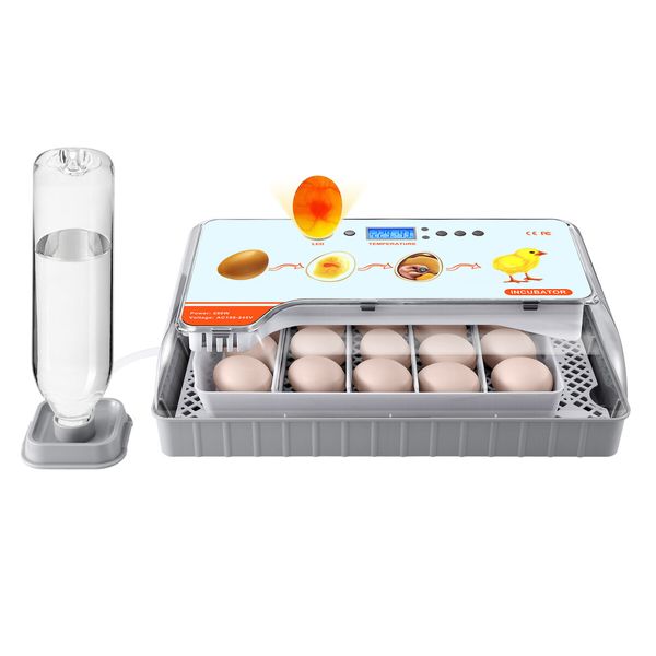 20 Eggs Incubator Automatic Hatching Chicken Chick Quail Duck Hatcher Machine Digital with Turner Candling LED