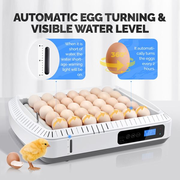 35 Eggs Incubator Automatic Hatcher Chicken Duck Quail Hatching Roller Humidity Temperature Control Transparent