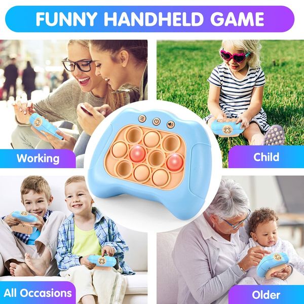 Electronic Handheld Puzzle Pop Light Up Game for Kids Sensory Fidget Quick Push Games Toy for Boys and Girls6-12 Birthday Gift Light Blue