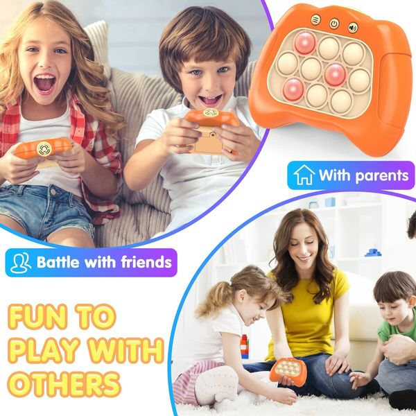 Electronic Handheld Puzzle Pop Light Up Game for Kids Sensory Fidget Quick Push Games Toy for Boys and Girls6-12 Birthday Gift Orange