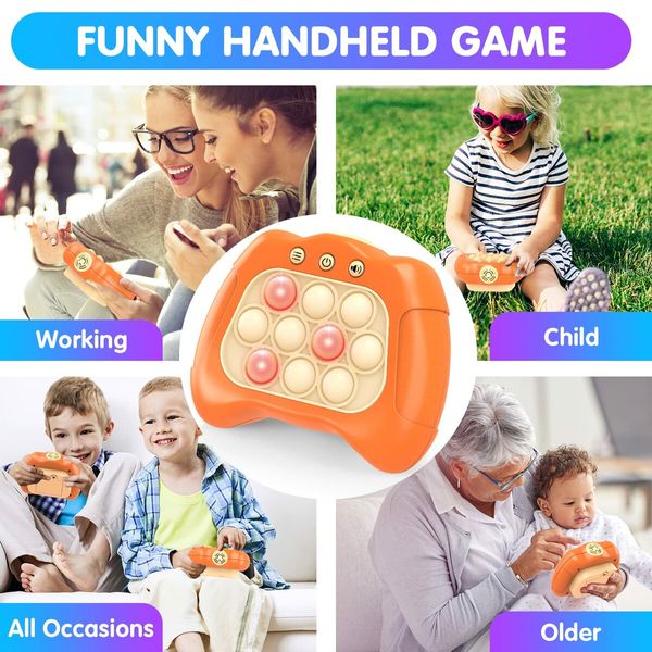 Electronic Handheld Puzzle Pop Light Up Game for Kids Sensory Fidget Quick Push Games Toy for Boys and Girls6-12 Birthday Gift Orange