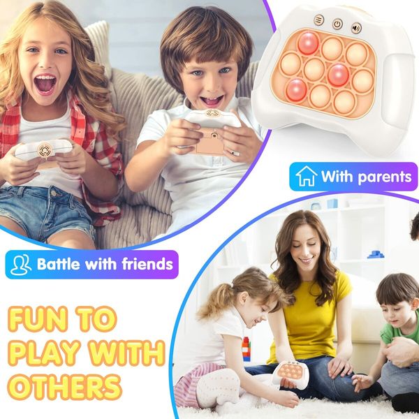 Electronic Handheld Puzzle Pop Light Up Game for Kids Sensory Fidget Quick Push Games Toy for Boys and Girls6-12 Birthday Gift White