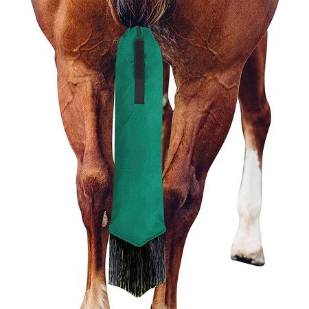 Horse Tail Bag,horse Tail Wrap With Fringe Non Slip Black Guard,horse Tail Fly Swisher Decor Horse Tail Extensions (Green)