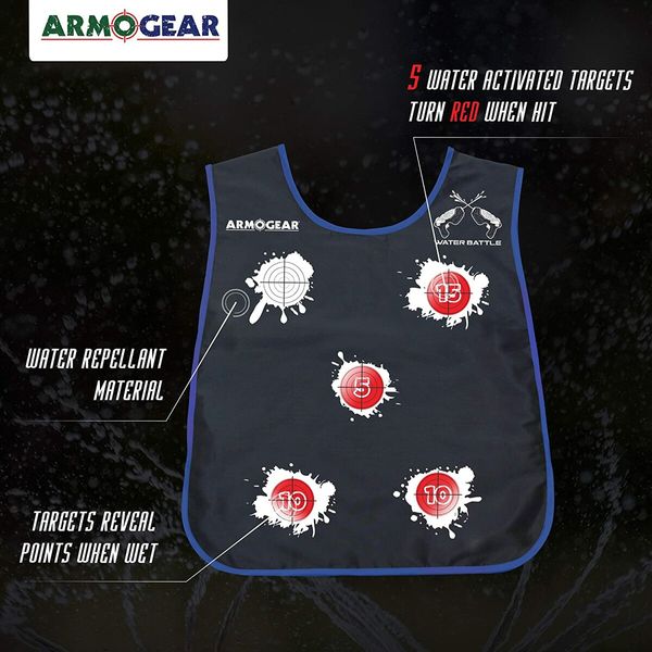 Water Activated Target Vests for Water Guns (1 Pack), for Boys and Girls Ages 8 +