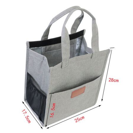 Lunch Bags, Insulated Reusable Lunch Tote with Internal Pocket, Lunch Tote bag for Work (Gray)