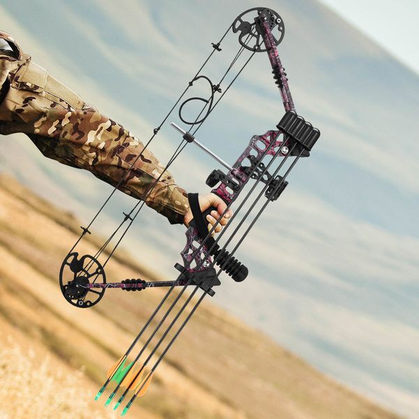 Compound Bow Arrow Kit Sports Hunting Archery Supplies Target Shooting RH 20-70lbs Adjustable Speed 320fps for Adults Beginner Master