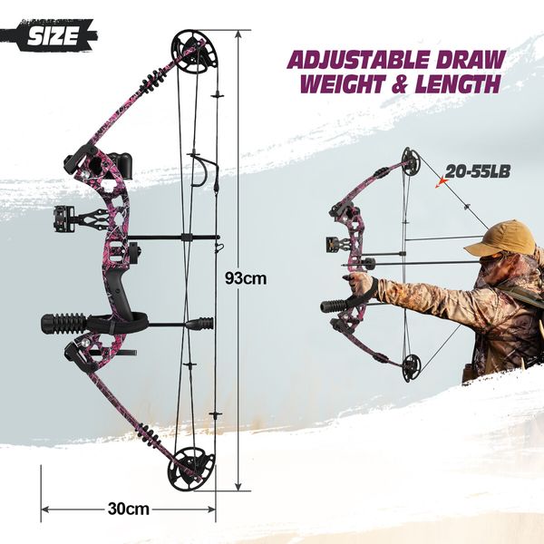 Compound Bow Arrows Set Archery Equipment Hunting Target Shooting Sports Practice Kit 20-55lbs RH Adjustable 310fps Speed Adult Beginner Master