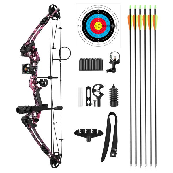 Compound Bow Arrows Set Archery Equipment Hunting Target Shooting Sports Practice Kit 20-55lbs RH Adjustable 310fps Speed Adult Beginner Master