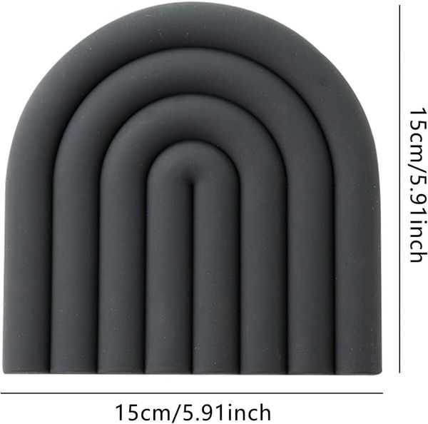 2 Pack Aesthetic Silicone Trivets for Hot Pot Holders Modern Heat Resistant Mats for Countertop Hot Pads Spoon Rest(Dark Grey)