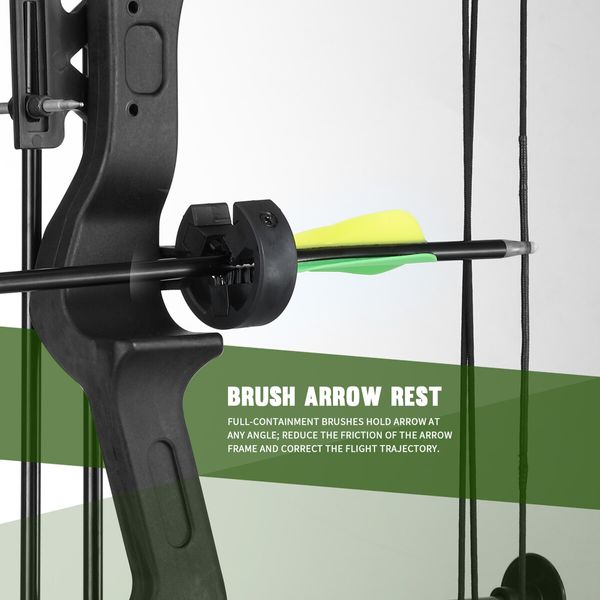 Compound Bow Arrow Archery Set 15-20lbs Sports Hunting Target Shooting RH Adjustable Speed for Youth Beginner Practice Black