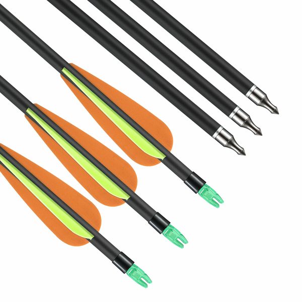 10x Fiberglass Arrows 76.2cm Shaft Archery Practice Target Shooting 18-55lbs Compound Recurve Bow Youth Beginners Dia. 8mm