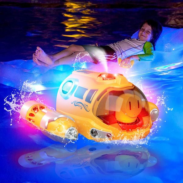 RC Spray Gasboat, Light Up RC Boat Water Toy, Fast RC Boats for Adults and Kids, 2.4GHZ Remote Control, Upgrade Swimming Pool Toy for Boys and Girls