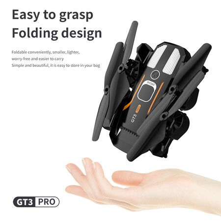 LSRC GT3 Mini Drone 4K Professional HD Dual Camera Optical Flow Position Aerial Photography RC Foldable Quadcopter WIFI FPV Toys Dual Battery Black