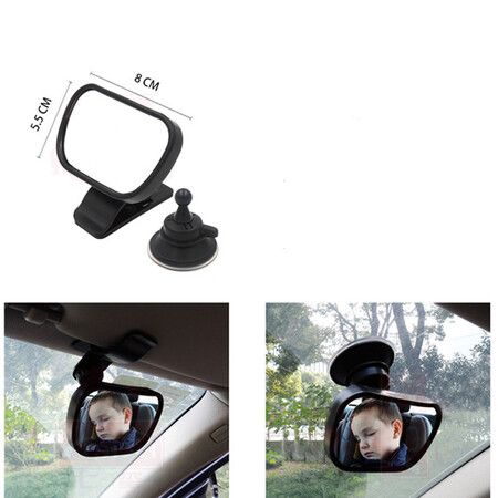 Baby Mirror for Car, Rear View Mirror 360 Degree Adjustable Strengthen Suction Cup Mirror for Car, Black