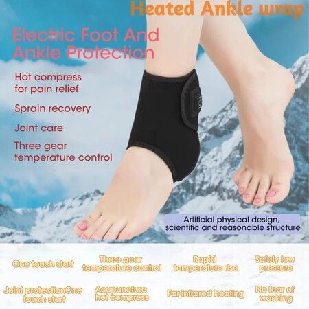 Electric Heated Ankle, Adjustable Ankle Brace Protector for Ankle Injuries Pain Relief