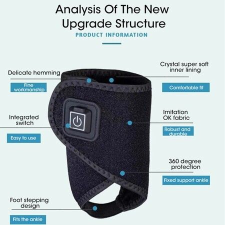 Electric Heated Ankle, Adjustable Ankle Brace Protector for Ankle Injuries Pain Relief