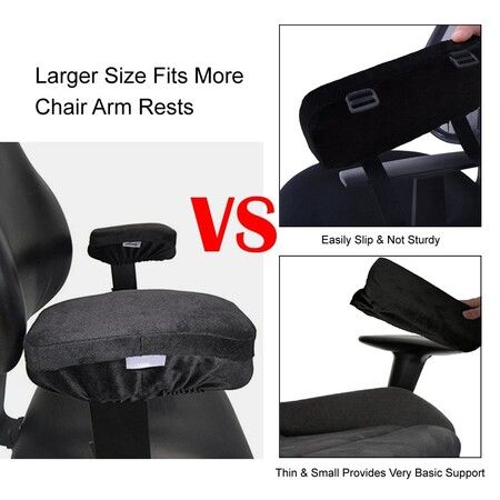 Ergonomic Memory Foam Office Chair Armrest Pads,Comfy Gaming Chair Arm Rest Covers for Elbows and Forearms Pressure Relief,Stretch Fit,Black (Set of 2)