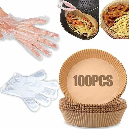 Air Fryer Paper Baking Set Baking Oil Absorbing Paper Oil Spray Bottle Oil Brush Food Clip Disposable Gloves