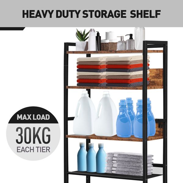 4 Tier Bathroom Shelf Rack Over Toilet Washing Machine Laundry Towel Organiser Shelves Space Saver Freestanding Unit Storage