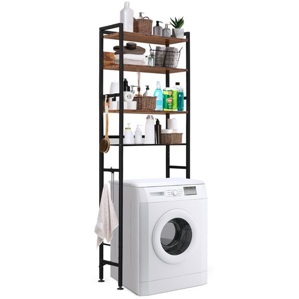 4 Tier Bathroom Shelf Rack Over Toilet Washing Machine Laundry Towel Organiser Shelves Space Saver Freestanding Unit Storage