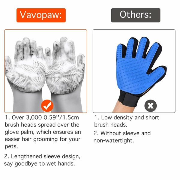 Pet Grooming Gloves, Dog Bathing Shampoo Gloves Pet Hair Remover Brush for Cat & Dogs-Grey