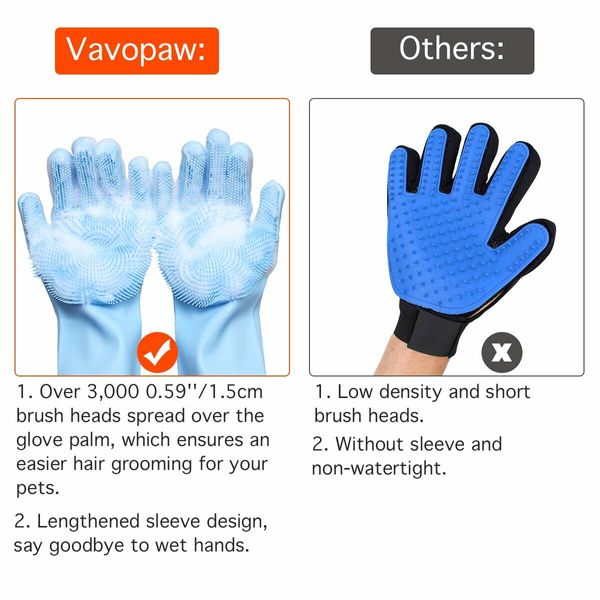 Pet Grooming Gloves, Dog Bathing Shampoo Gloves Pet Hair Remover Brush for Cat & Dogs-Light Blue