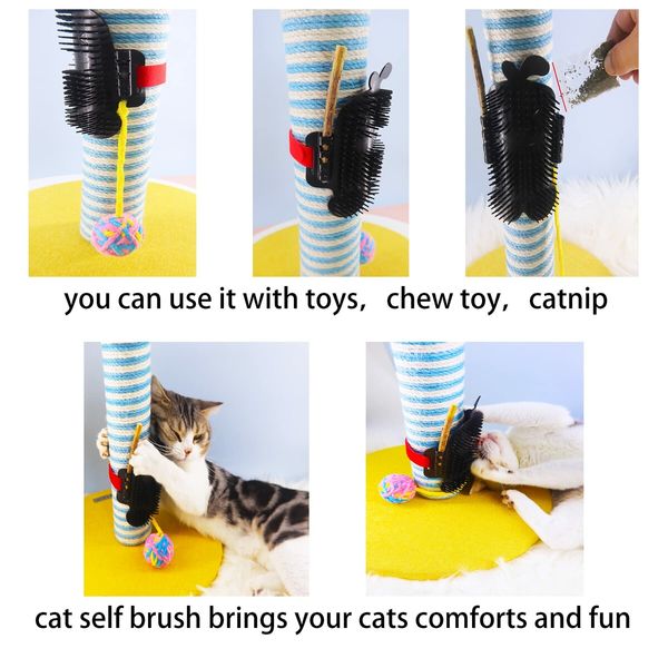 2 Packs Cat Self Groomer Pet Massage Combs Brush Cat Wall Scratcher Cat Grooming Brushes for Cats Dog Bathing Brush