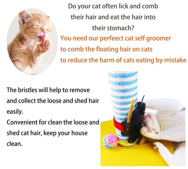 2 Packs Cat Self Groomer Pet Massage Combs Brush Cat Wall Scratcher Cat Grooming Brushes for Cats Dog Bathing Brush