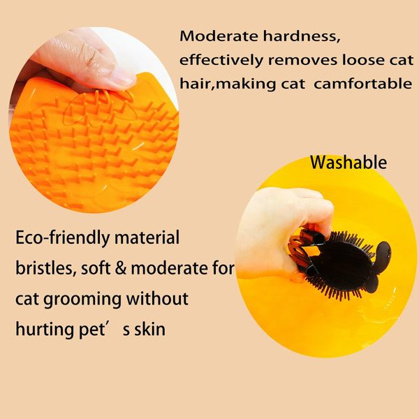 2 Packs Cat Self Groomer Pet Massage Combs Brush Cat Wall Scratcher Cat Grooming Brushes for Cats Dog Bathing Brush