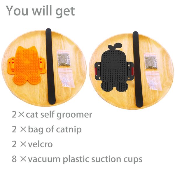 2 Packs Cat Self Groomer Pet Massage Combs Brush Cat Wall Scratcher Cat Grooming Brushes for Cats Dog Bathing Brush