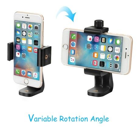 Smartphone Tripod Cell Phone Holder Mount Adapter Fits iPhone Rotates Vertical Horizontal Adjustable Clamp