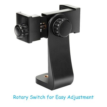 Smartphone Tripod Cell Phone Holder Mount Adapter Fits iPhone Rotates Vertical Horizontal Adjustable Clamp