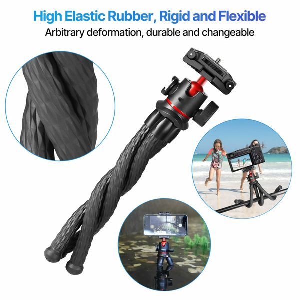 Camera Tripod Stand with Hidden Phone Holder Cold Shoe Mount 1/4'' Screw for Magic Arm Universal for iPhone 13 Sony Cameras