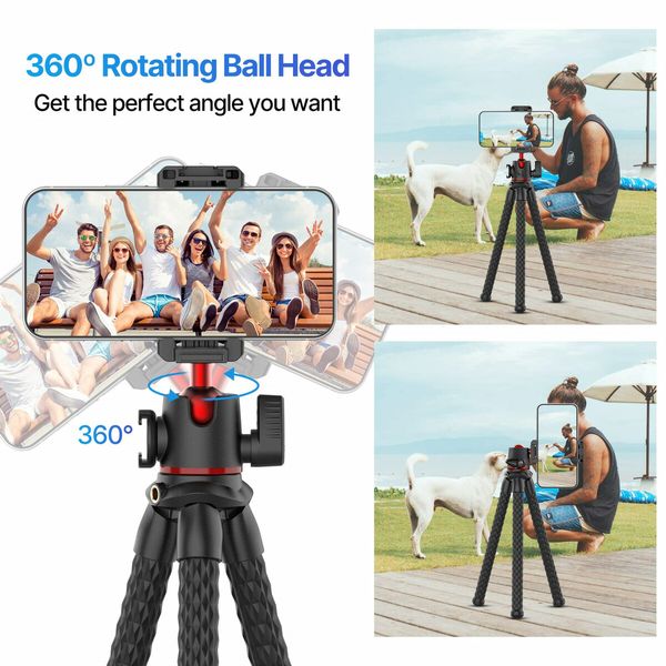 Camera Tripod Stand with Hidden Phone Holder Cold Shoe Mount 1/4'' Screw for Magic Arm Universal for iPhone 13 Sony Cameras