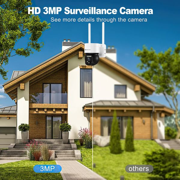 4G LTE Security Camera Spy House Home CCTV Wireless Solar Surveillance System 2K HD 3MP WIFI PTZ Outdoor PIR Motion Detect Night Vision