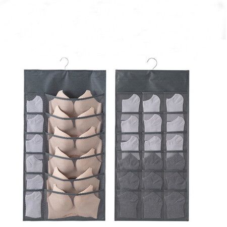 Double Sides Underwear Storage Hanging Bag Dormitory Home Wardrobe Hanging Wall Foldable Bag Underpants Socks Organizer