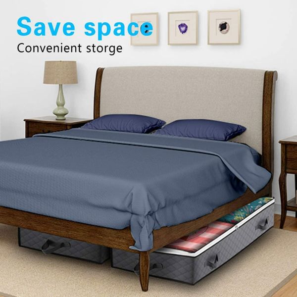 2PCS Under Bed Storage Bag with Reinforced Handles,Underbed Storage with Transparent Window for Easy Identification,For Clothes,Blankets and Shoes,Gray