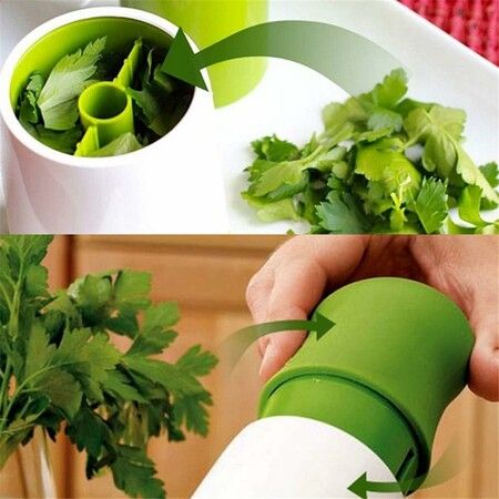 1 pc Herb Mill Chopper Cutter Mince Stainless Steel Blades Safely New ( Color: White and Green)